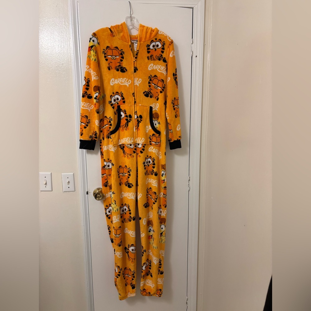 Women's Garfield Hooded Pajama Onesie - Orange